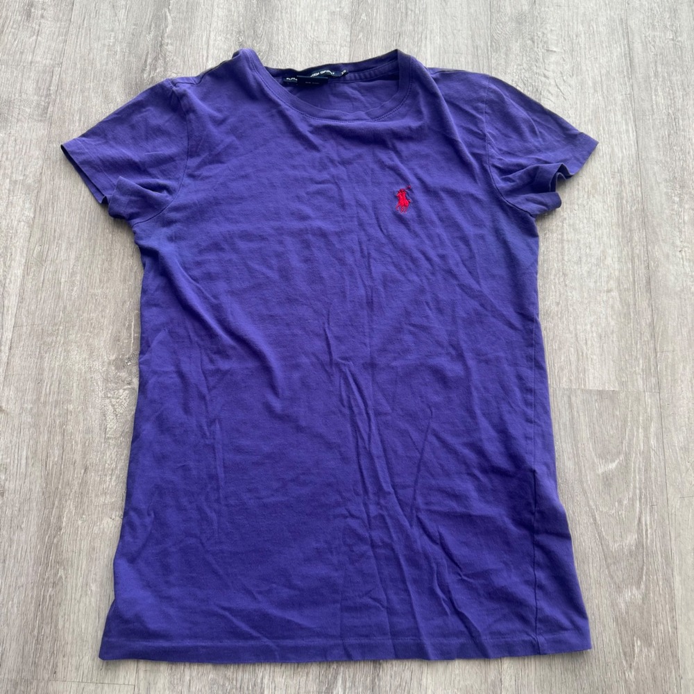 Vintage Ralph Lauren Sport Purple Pima Cotton Crew Neck T-Shirt Red Pony XS